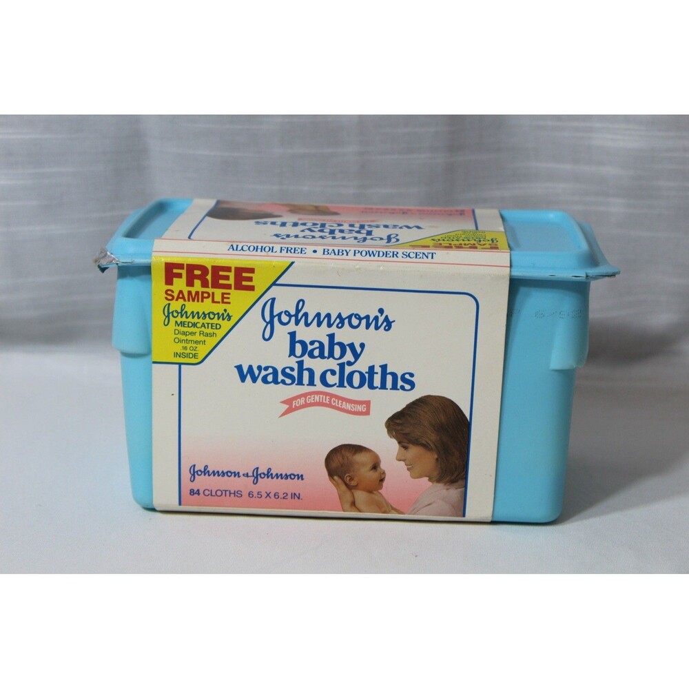 Vtg 1987 Johnson’s Baby Wash Cloths 84 Ct NOS w/Free Sample Ointment USA